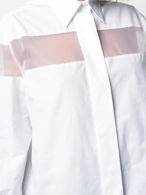 Valentino Garavani sheer-panel long-sleeve shirt - White