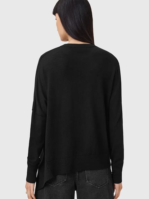 AllSaints sweter wełniany ISLA damski kolor czarny lekki W004KD - zdjęcie produktu nr 2