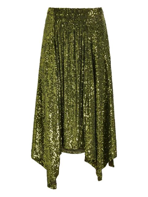 Rabanne sequined midi asymmetric skirt - Green - zdjęcie produktu nr 2
