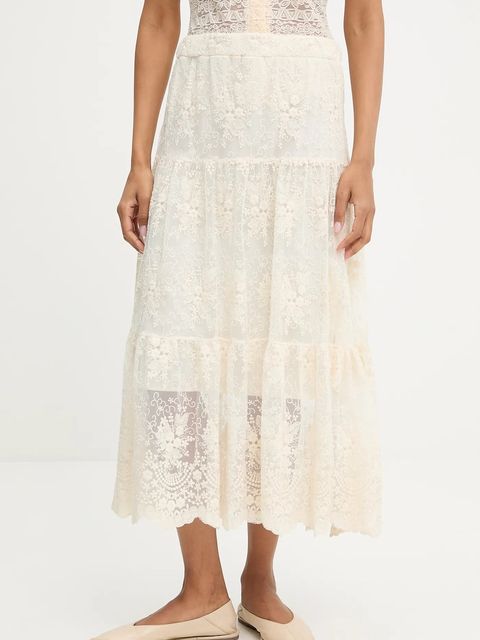 Answear.LAB spódnica kolor beżowy midi rozkloszowana - zdjęcie produktu nr 1