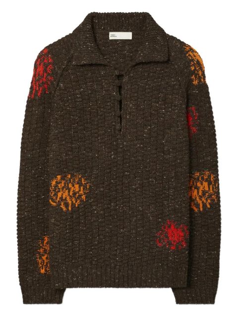 Tory Burch embroidery-detail sweater - Brown - zdjęcie produktu nr 1