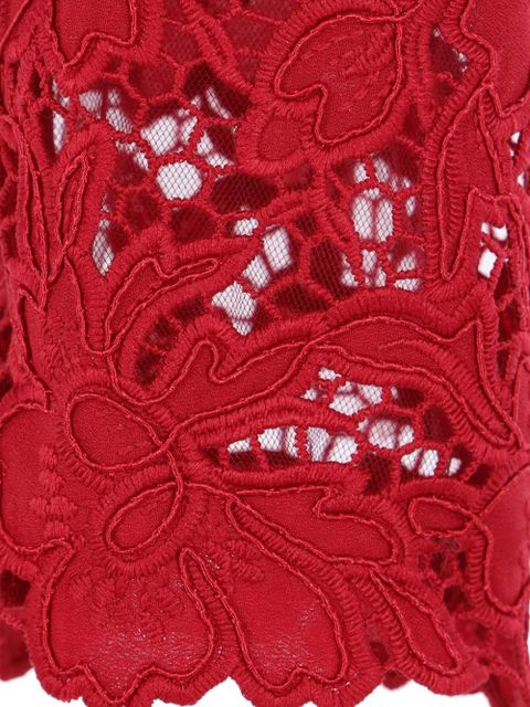 Self-Portrait lace-embellished top - Red