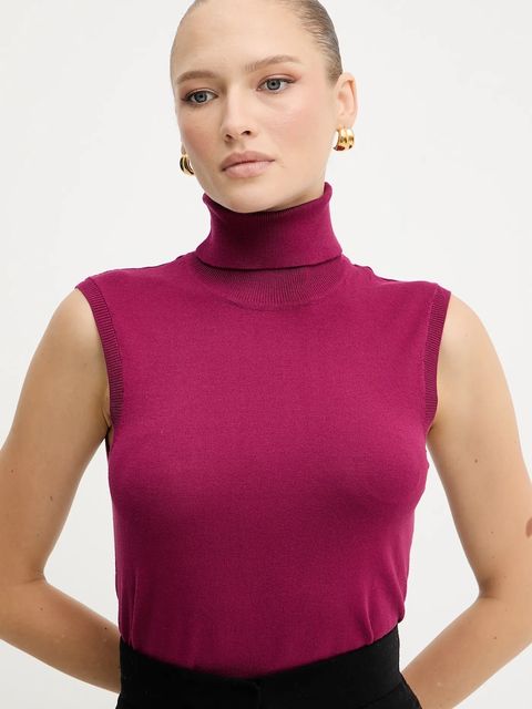 Silvian Heach kamizelka WARMI damski kolor różowy lekki z golfem GPA25037LU