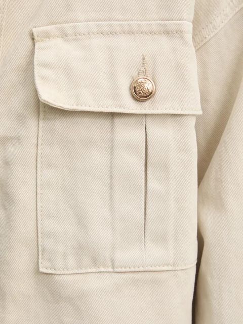 Answear.LAB kurtka jeansowa kolor beżowy przejściowa oversize