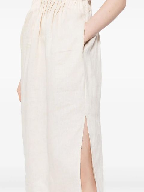 STAUD pintuck-detailing linen dress - Neutrals