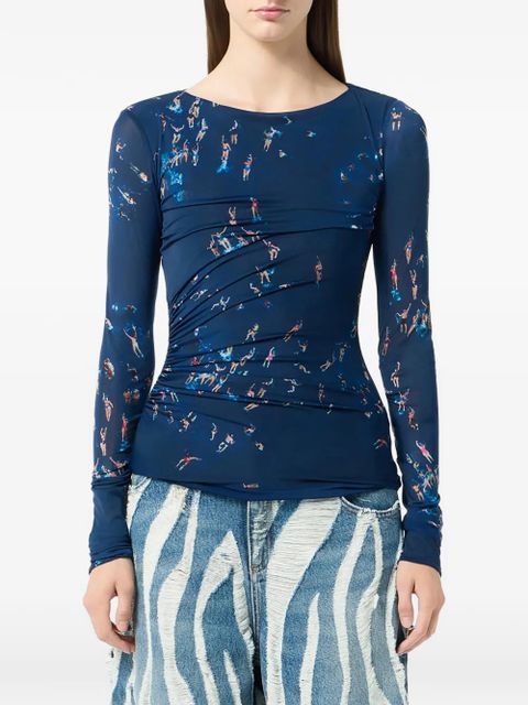 Blumarine ruched-detail T-shirt - Blue - zdjęcie produktu nr 2