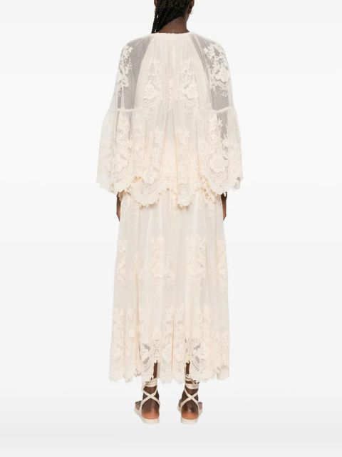 ZIMMERMANN lace-trimmed bell-sleeve blouse - Neutrals