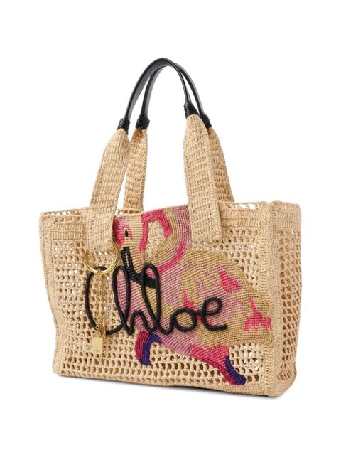 Chloé Summer Banana crochet appliqué tote bag - Neutrals