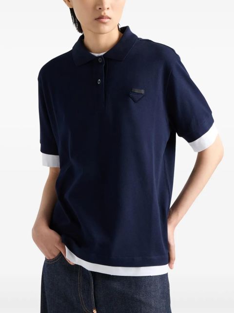 Prada triangle logo polo shirt - Blue
