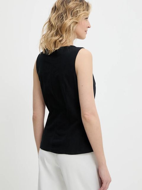 Answear.LAB kamizelka bawełniana kolor czarny jednorzędowa