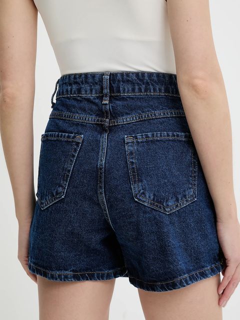 Answear.LAB szorty jeansowe damskie kolor granatowy gładkie high waist
