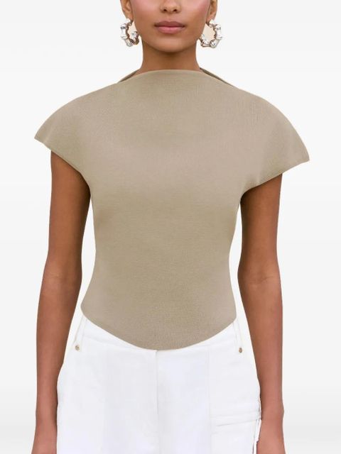 Cult Gaia Virginiana curved-hem cap-sleeve top - Neutrals - zdjęcie produktu nr 1