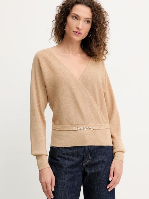 Fracomina sweter z wełną damski kolor beżowy lekki FR25WT7023K459Q7 - zdjęcie produktu nr 1