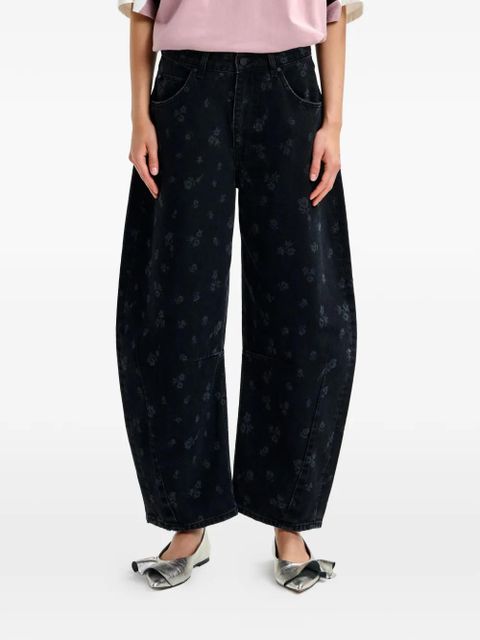 Essentiel Antwerp floral twisted barrel jeans - Black