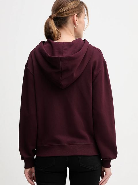 Tommy Hilfiger bluza bawełniana damska kolor bordowy z kapturem z aplikacją WW0WW46126 - zdjęcie produktu nr 2