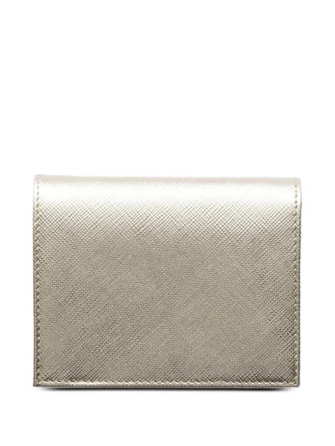 Prada small triangle-logo leather wallet - Gold