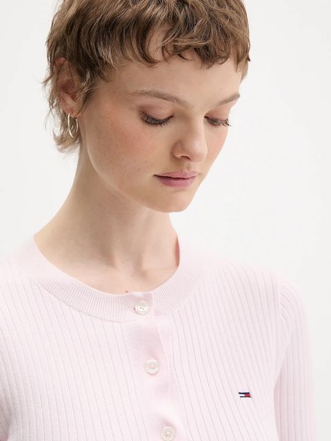 Tommy Jeans kardigan dziecięcy damski kolor różowy lekki DW0DW22023