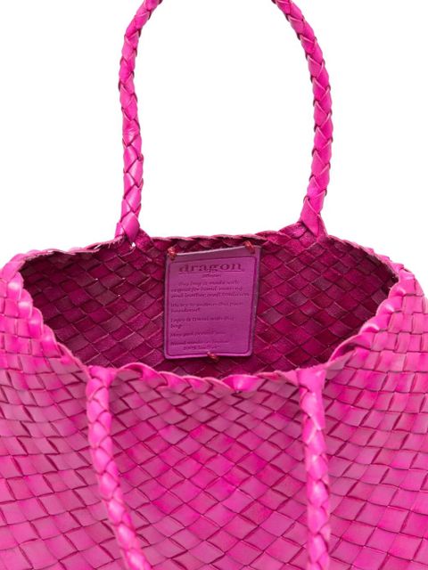DRAGON DIFFUSION leather woven top-handle tote bag - Pink