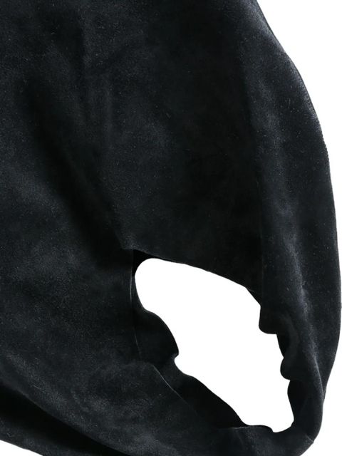 The Row small Bindle suede slouchy shoulder bag - Black