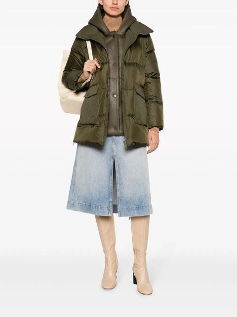 Yves Salomon shearling-hood down jacket - Green - zdjęcie produktu nr 2