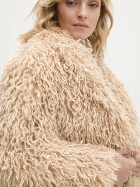 Answear Lab płaszcz damski kolor beżowy przejściowy niezapinany