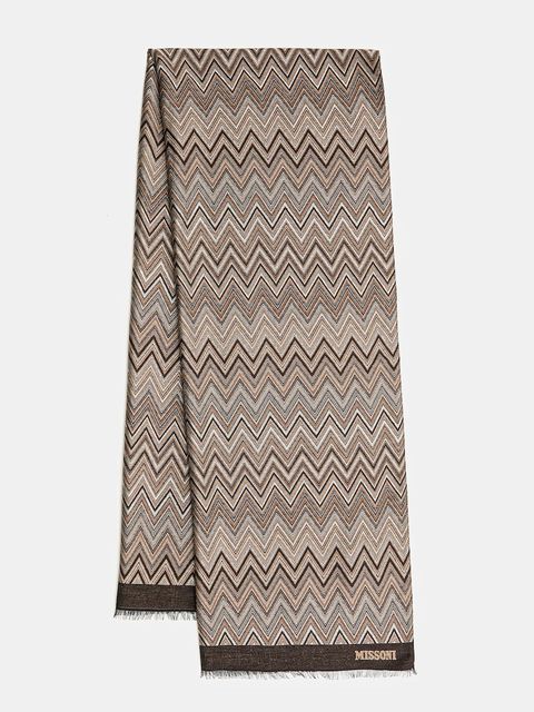 Missoni szalik damski kolor brązowy wzorzysty SAXRVMDA411 - zdjęcie produktu nr 1