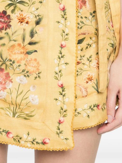 Agua By Agua Bendita Luna Paramo floral tie skirt - Yellow