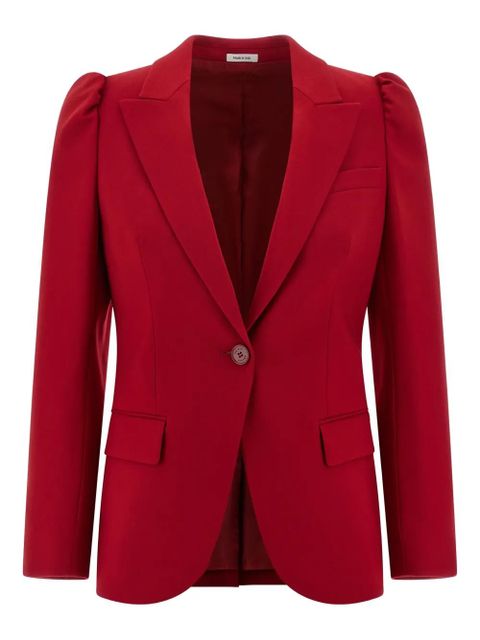 Alexander McQueen puff-sleeve single-breasted blazer - Red - zdjęcie produktu nr 1