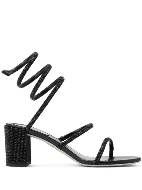 René Caovilla rhinestone-embellished satin sandals - Black - zdjęcie produktu nr 1