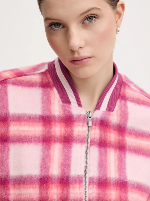 United Colors of Benetton kurtka bomber z dodatkiem wełny kolor różowy przejściowa 20G9DN08S