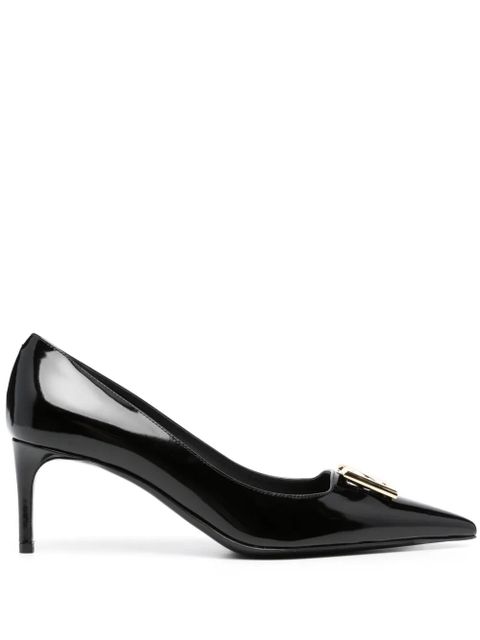 Dolce & Gabbana logo-plaque 75mm leather pumps - Black - zdjęcie produktu nr 1