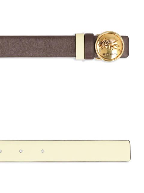 ETRO Pegaso-buckle reversible leather belt - Brown