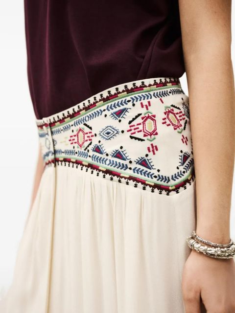 Ba&Sh Tilana embroidered buttoned skirt - Neutrals