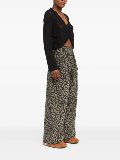 Alanui Seattle pleated leopard-print jeans - Neutrals
