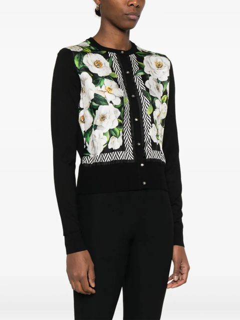 Dolce & Gabbana floral-print cardigan - Black