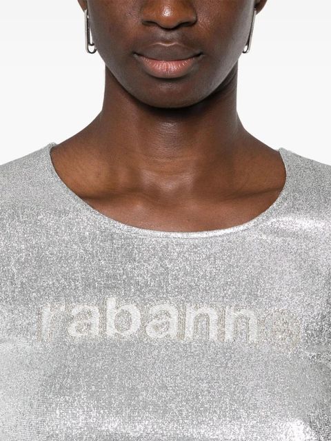 Rabanne gem-logo cropped T-shirt - Silver