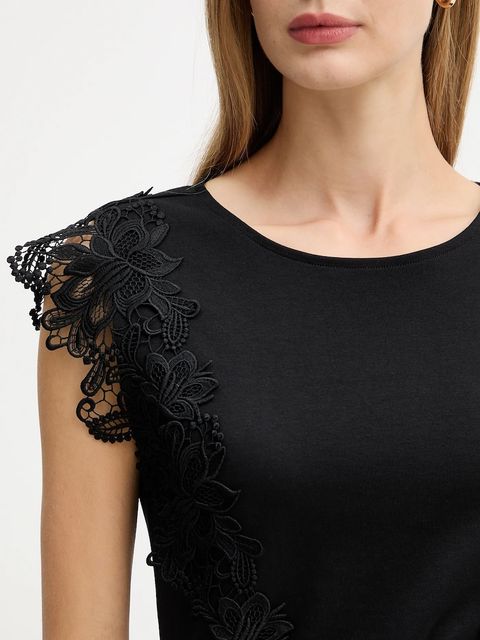 Morgan t-shirt bawełniany damski kolor czarny DFLOWER