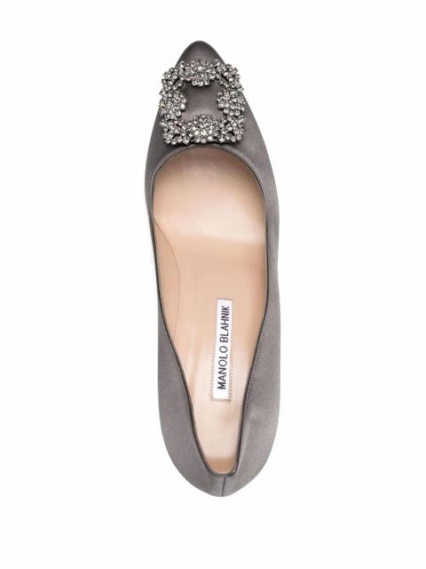 Manolo Blahnik 70mm Hangisi jewelled pumps - Grey