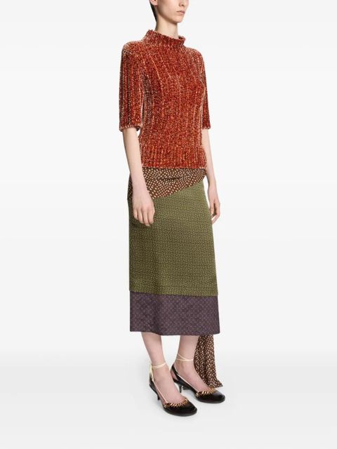 DRIES VAN NOTEN draped silk-satin midi skirt - Green - zdjęcie produktu nr 2