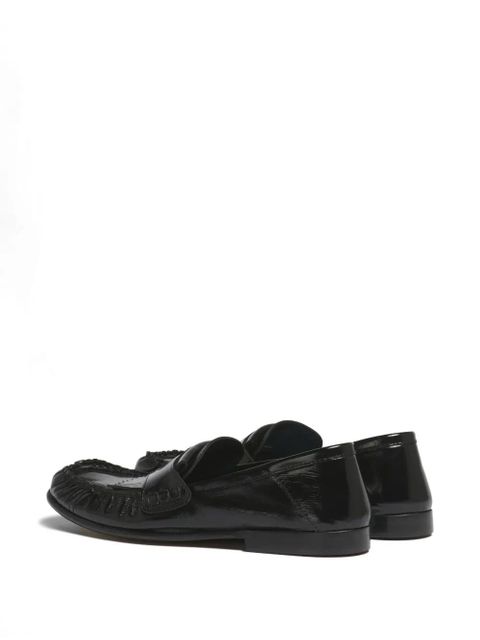 Marni fringe embossed leather loafers - Black