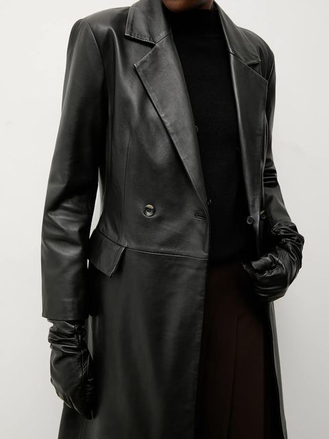 Answear.LAB płaszcz skórzany kolor czarny