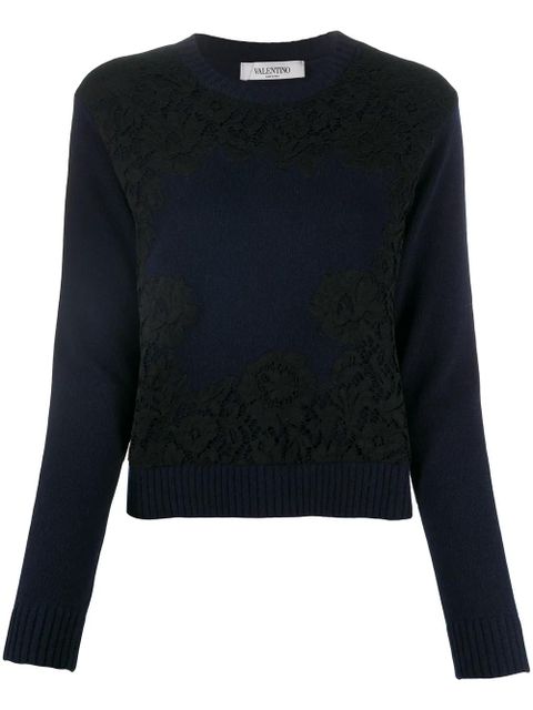Valentino Garavani lace overlay jumper - Blue - zdjęcie produktu nr 1