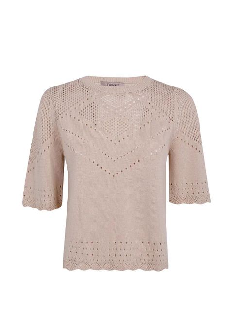 TWINSET pointelle-knit T-shirt - Neutrals - zdjęcie produktu nr 1
