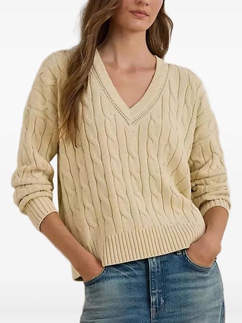 Lauren Ralph Lauren Cricket cable-knit V-neck sweater - Neutrals - zdjęcie produktu nr 1