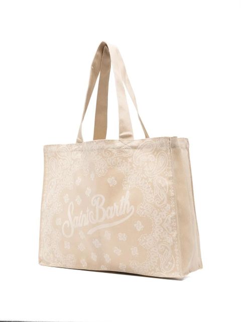 MC2 Saint Barth Essential paisley-print logo-script beach bag - Neutrals - zdjęcie produktu nr 2