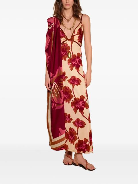 Johanna Ortiz Astromelia floral-print silk shawl - Red