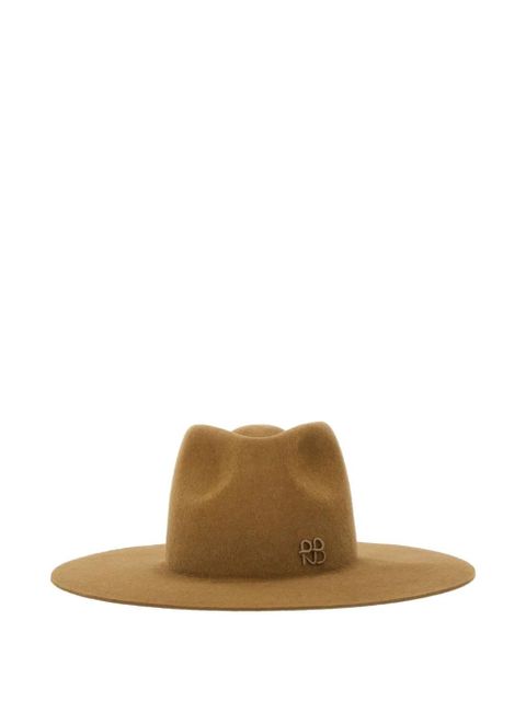 Ruslan Baginskiy logo-detail felt fedora hat - Brown