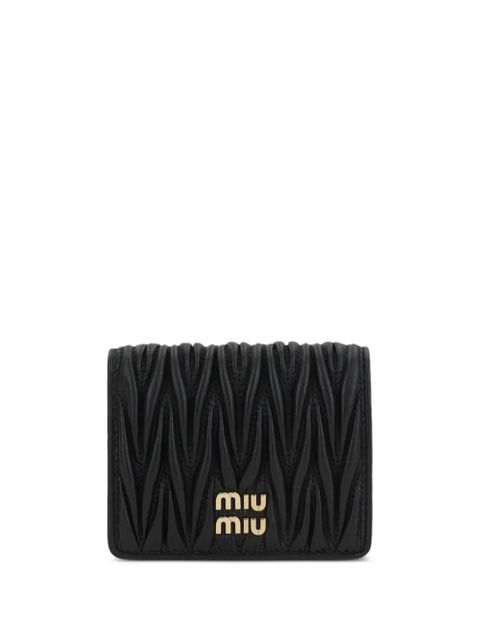 Miu Miu logo-lettering matelassé wallet - Black - zdjęcie produktu nr 1