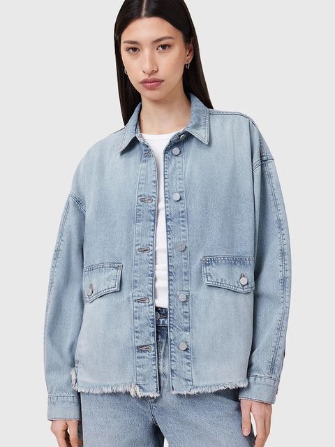 AllSaints kurtka z domieszką lnu HETTIE