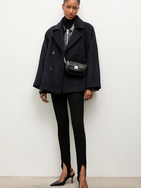 Answear.LAB płaszcz wełniany kolor granatowy